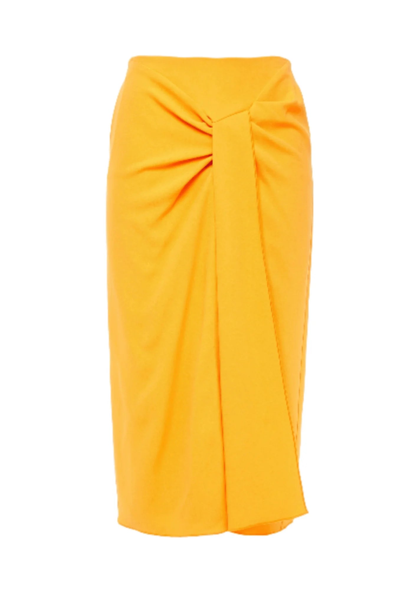 YELLOW DRAPED SKIRT belted skirt waist
