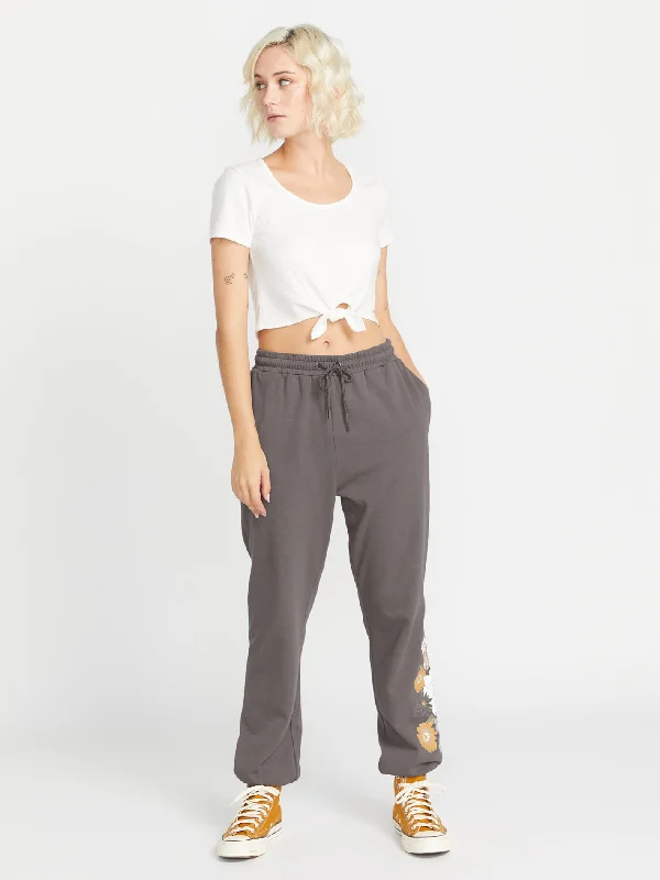 Truly Stoked Elastic Waist Fleece Pants - Slate Grey Formal Linen Trousers