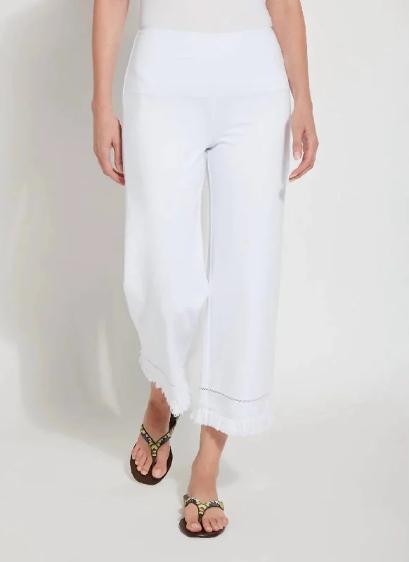 Coastal Wide Leg Fringe Pants In White Formal Slim Pants
