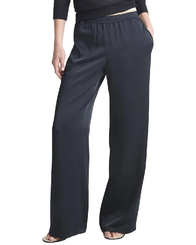 Vince Mid Rise Side Strap Wide Leg Pant Relaxed Linen Pants
