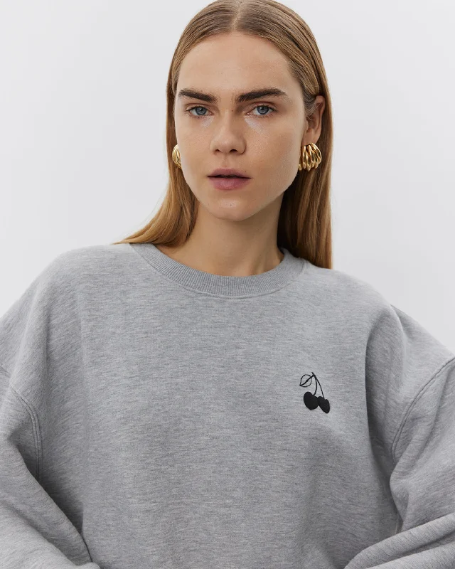 ELISW SWEATSHIRT - Grey melange Hoodie with Turtle Neck Cozy Winter