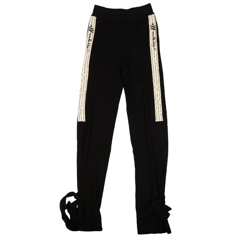 Off-White C/O Virgil Abloh Knitted Logo Stripe Pants - Black Elegant High-Waist Pants