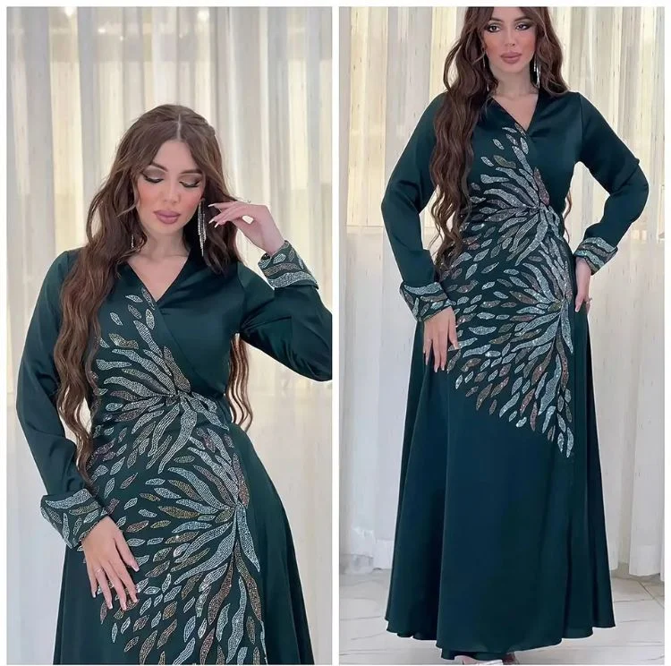 Caftan Women's Marocaine Satin Abaya Dubai Evening Dress 2XL S5071296 Tunics Polka dots