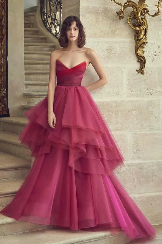 Irregular Tulle Skirt Prom Gown with Gradient Sweetheart Bodice denim skirt durable