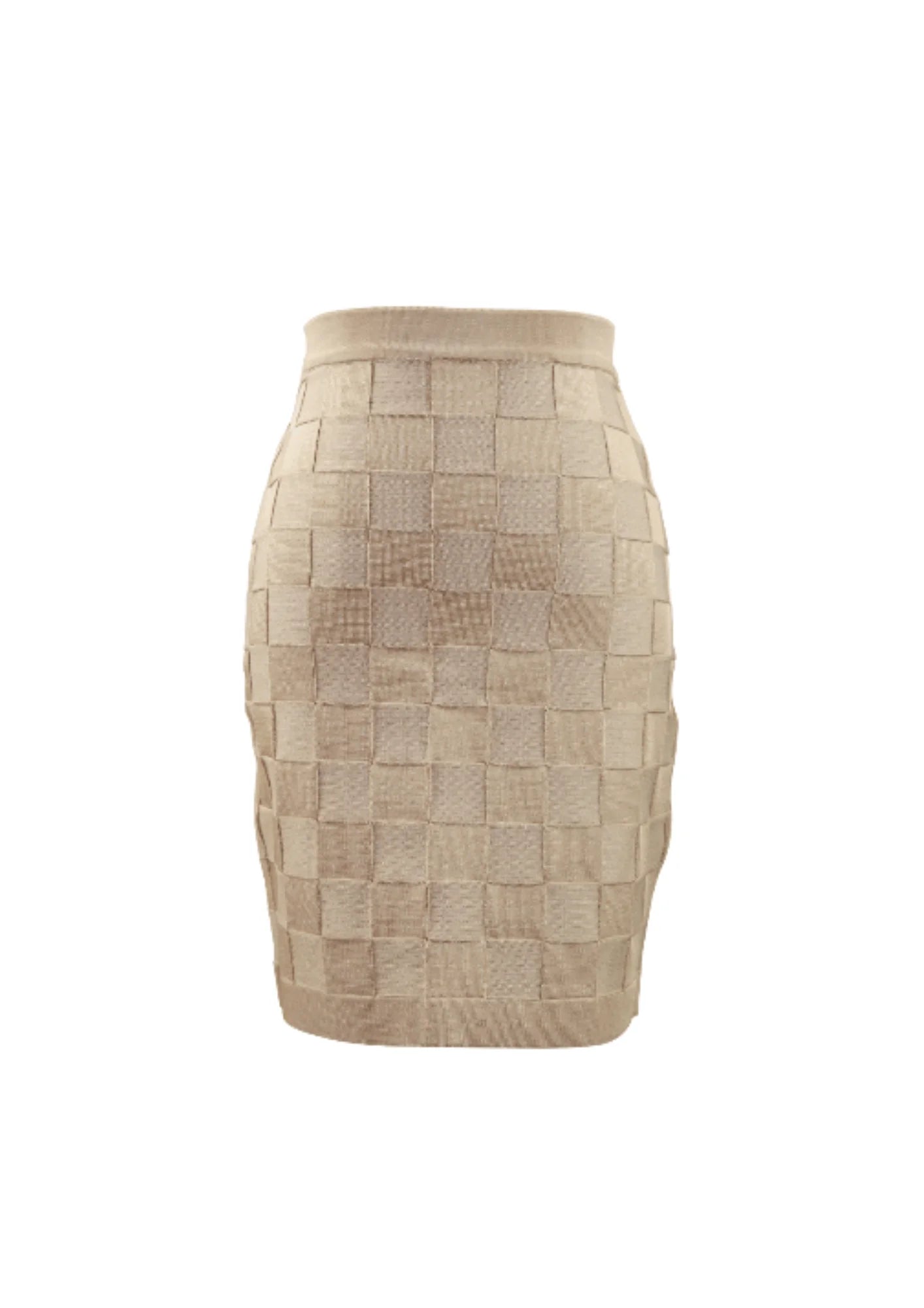 BEIGE CHECKERBOARD SKIRT silk skirt lustrous