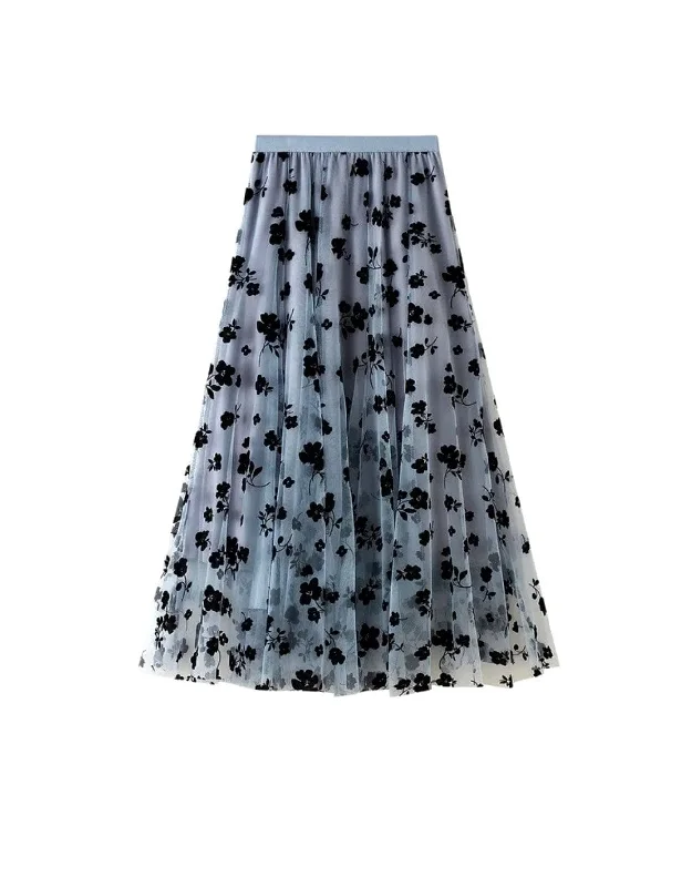 Grey Embossed Skirt silk skirt luxurious