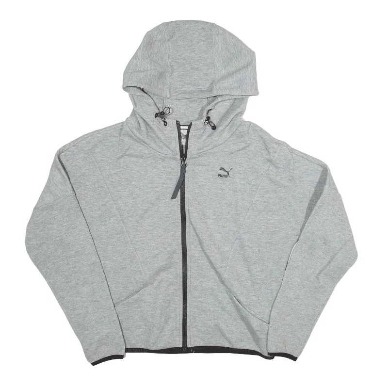 PUMA Hoodie Grey Full Zip Womens S Hoodie with Ribbed Hem Stretchable Secure