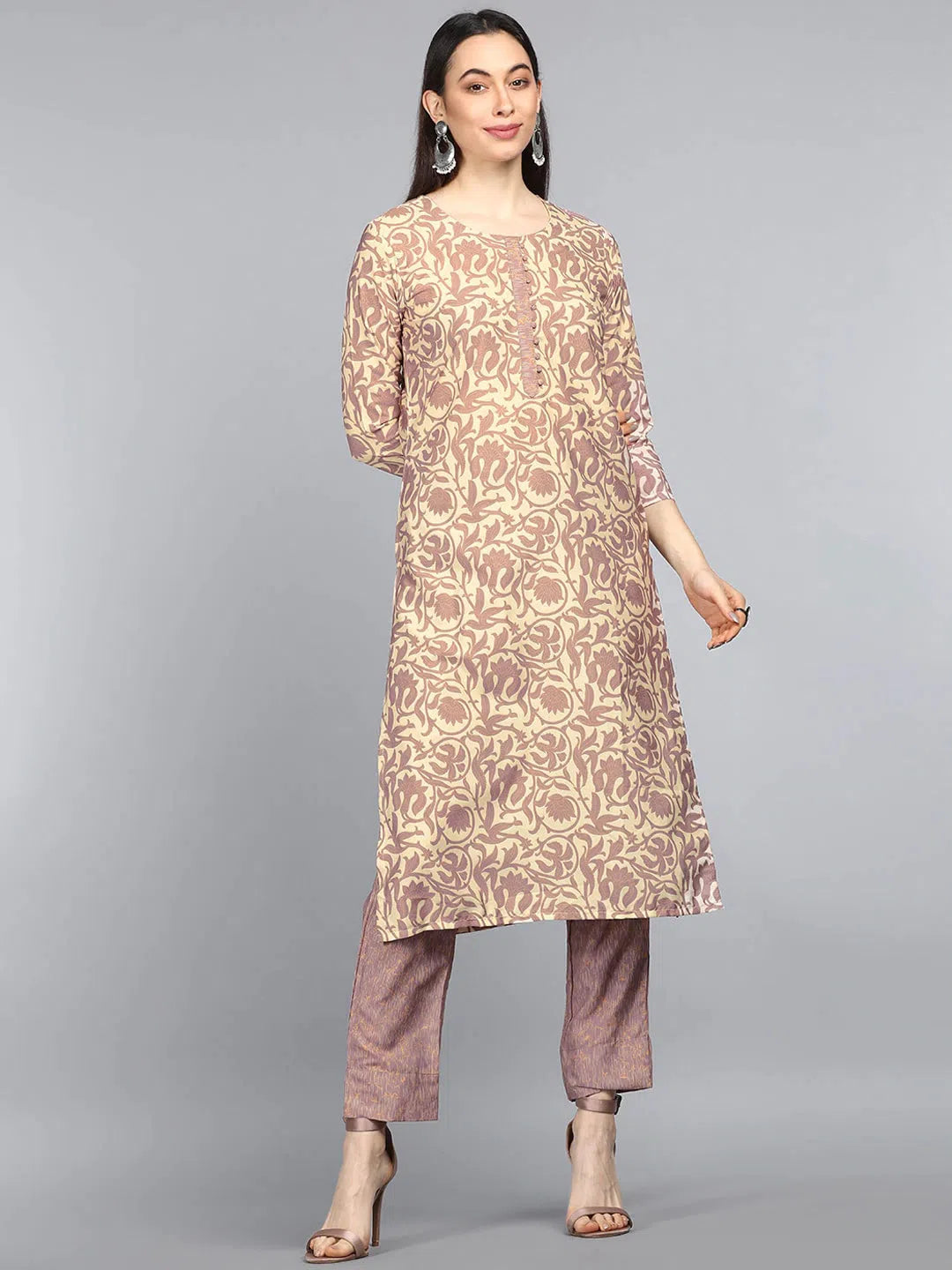 Ahika Polyester Printed Kurta Pant Set-PKSET1022AB_XS Comfortable Fleece Pants