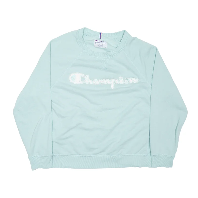 CHAMPION Sweatshirt Blue Womens XL Hoodie Crop Top Short Trendy
