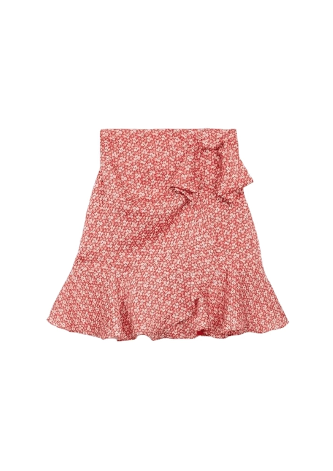 RED FLORAL MINI SKIRT linen skirt natural