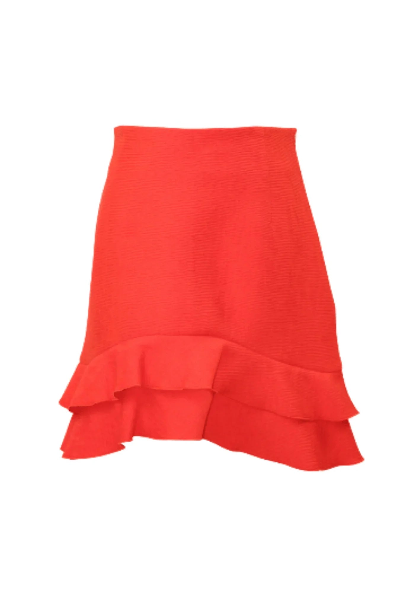RED FLOUNCED SKIRT wool skirt warm
