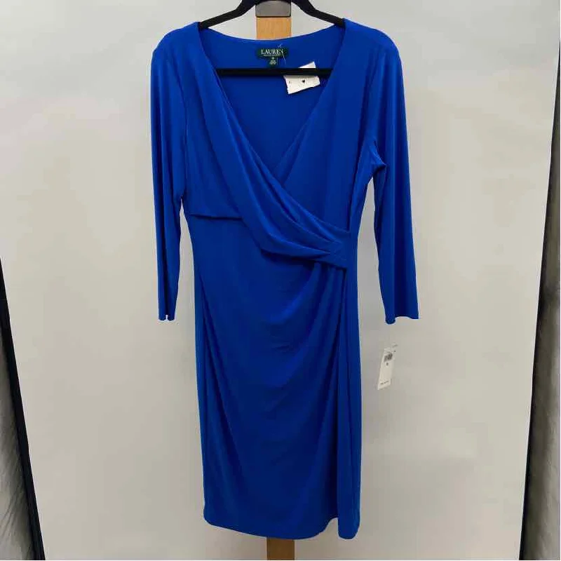 Ralph Lauren Women's Size 10 Blue Solid Dress Crew Neckline Sporty
