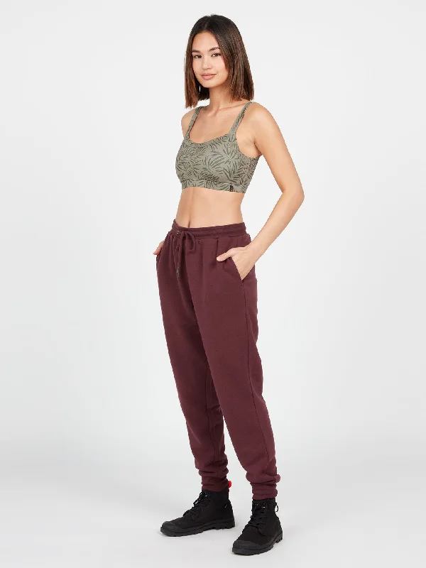 Stone Stacked Jogger Pants - Burgundy Classic Flared Pants