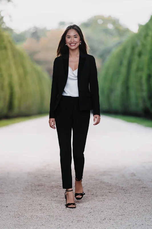 Style: WL104 - Black Women's Cigarette Tuxedo Pant Trendy Tapered Pants
