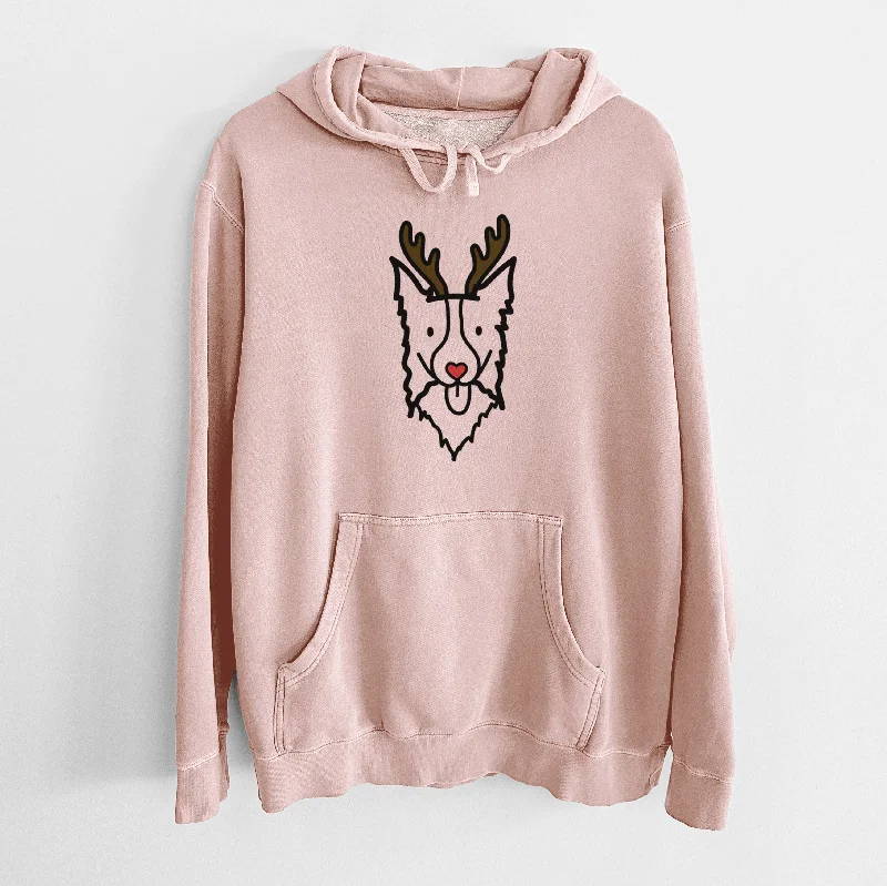 Red Nose Border Collie - Unisex Pigment Dyed Hoodie