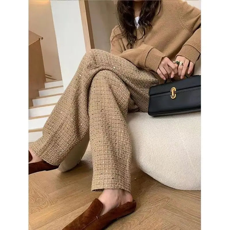 ADVBRIDGE Early Autumn New Hiphop Drape Narrow Version Khaki Tweed Casual Pants for Women Autumn and Winter techwear women Comfortable Jogger Trousers