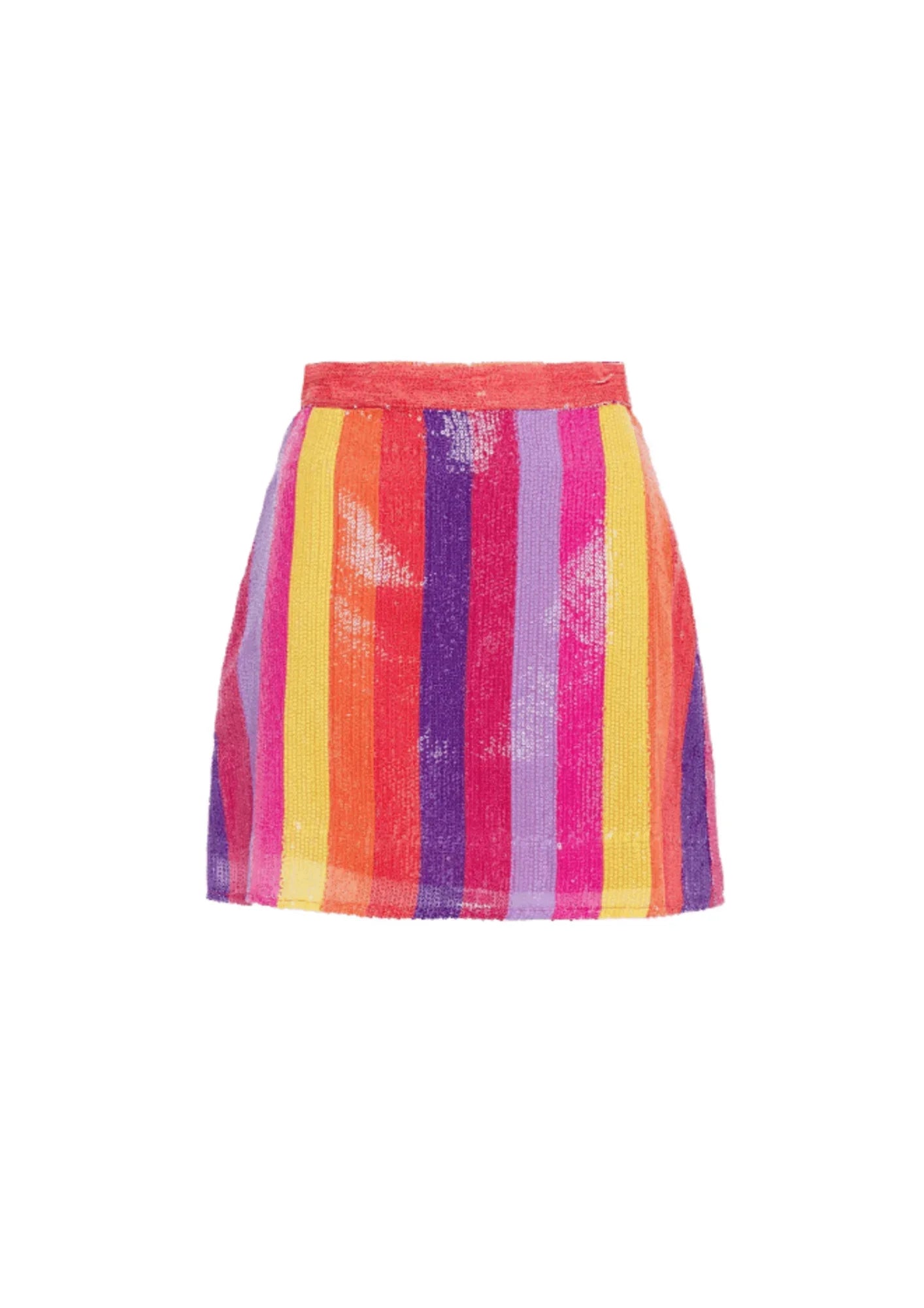 MULTICOLORED SEQUINED MINI SKIRT belted skirt waist