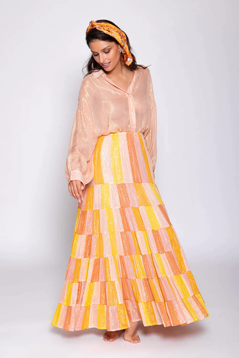 SUZANNE SKIRT MARBELLA MIX PEACH lace skirt intricate