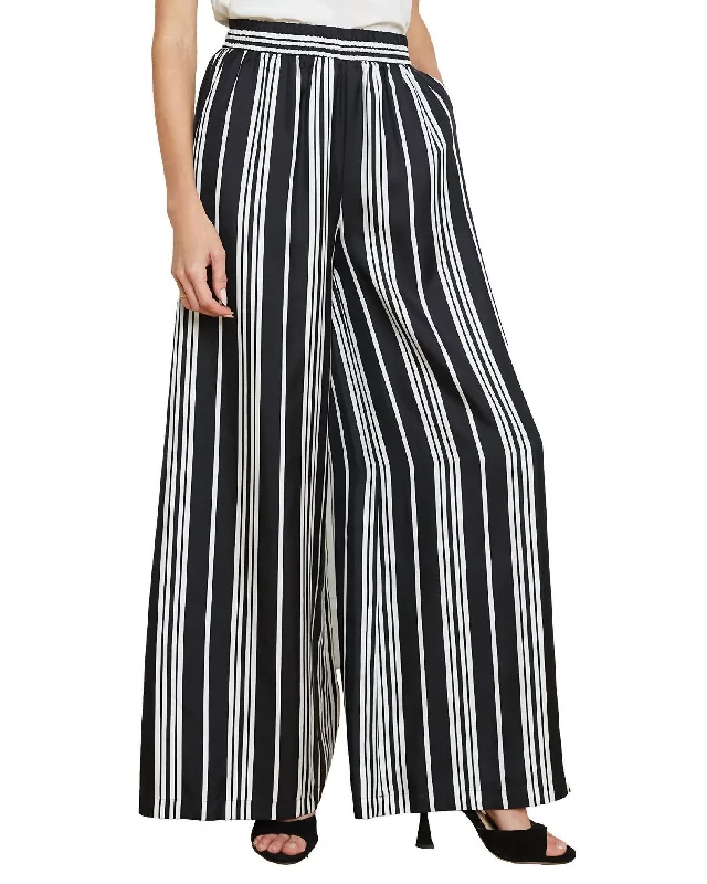 Lillian Wide Leg Pant In Black/white Striped Stretch Fit Pants