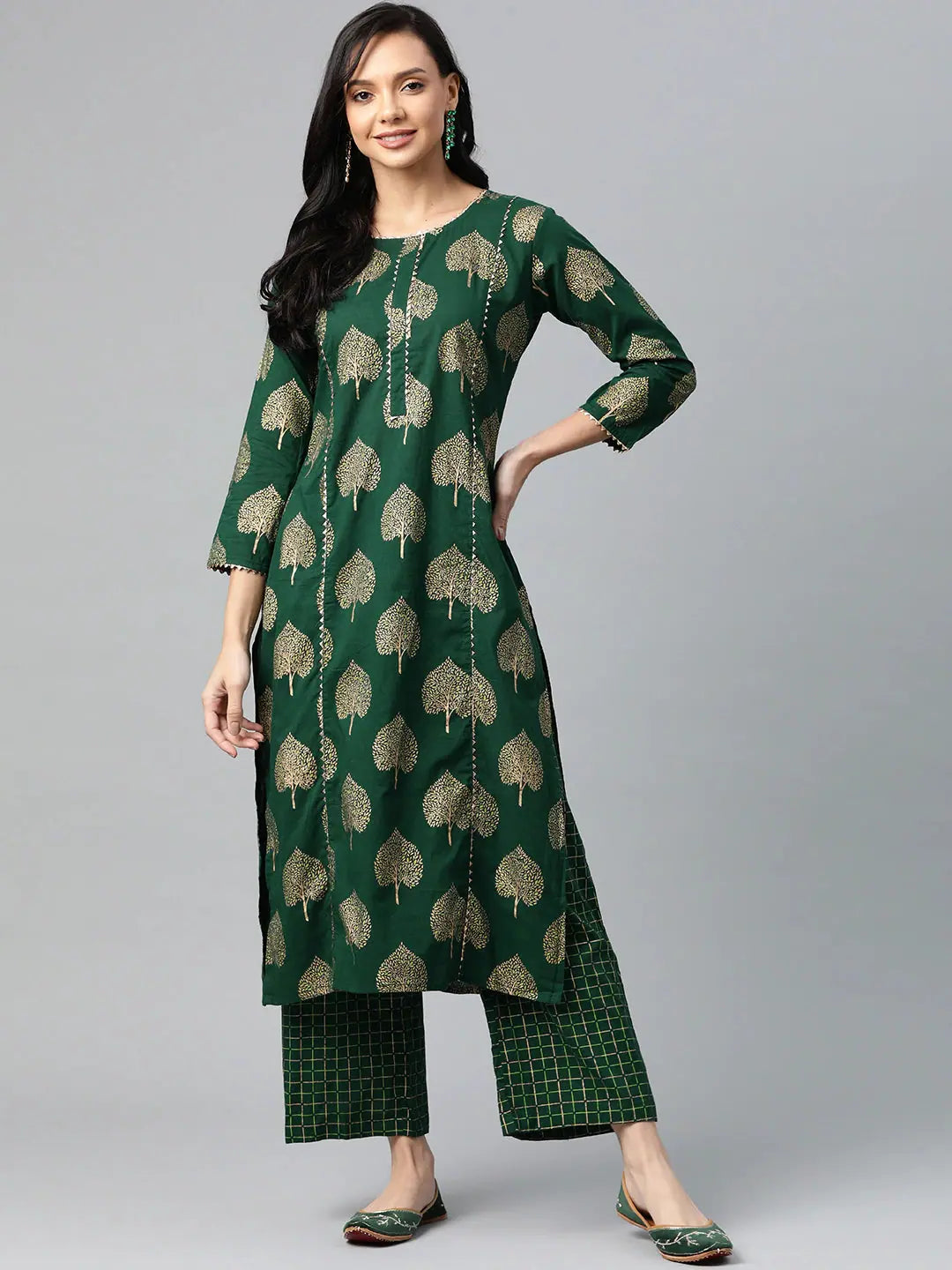 Ahika Cotton Printed Kurta Pant Set (VKSET1017) Elegant Silk Pants