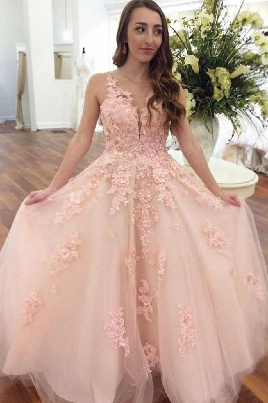 Elegant Pink Ball Gown Prom Dresses With Lace Appliques DMO90 Tunics Wedding white