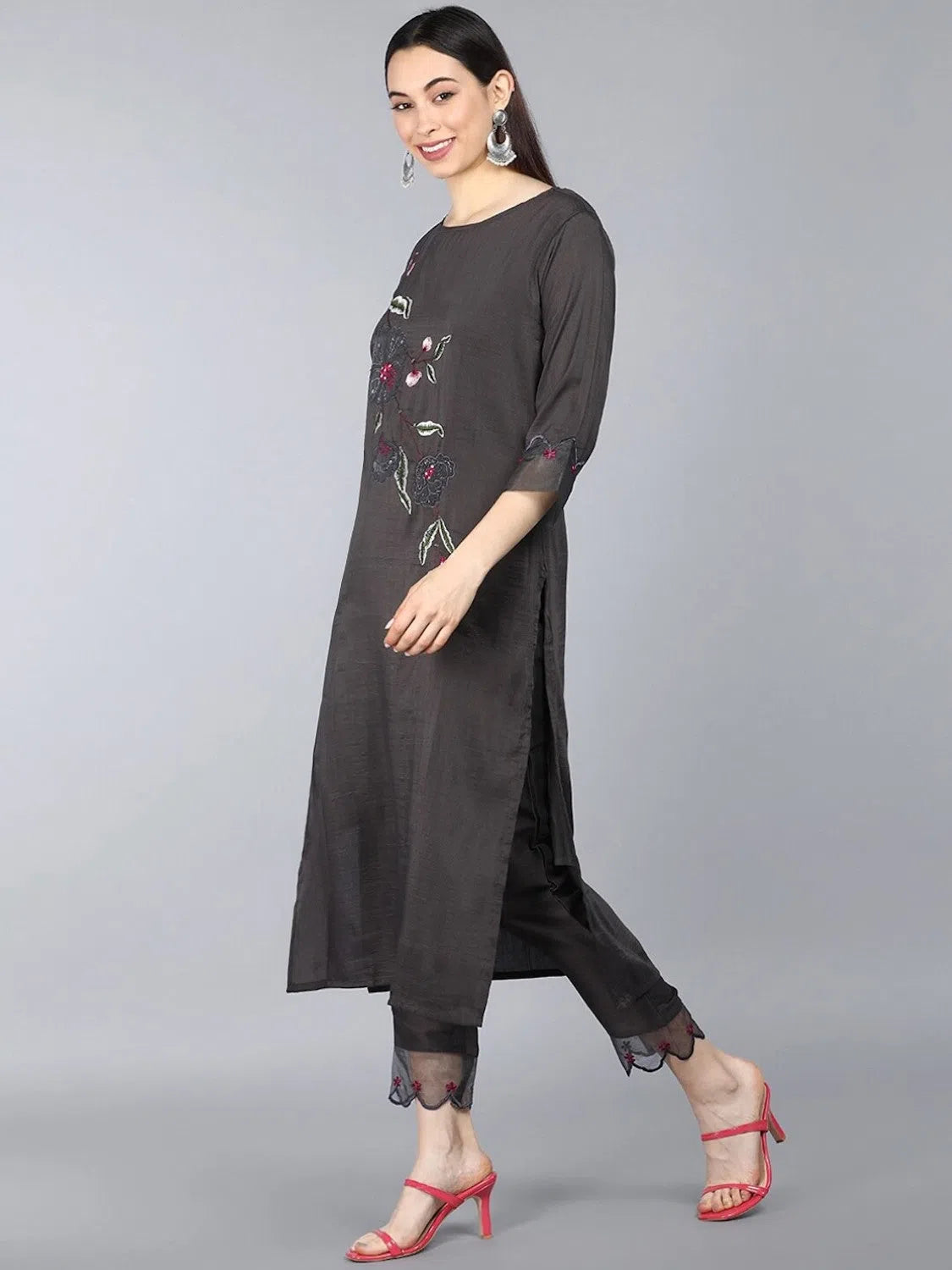 Ahika Poly Silk Embroidered Kurta Pant Dupatta-PKSKD1134_S Trendy Wide-Legged Trousers