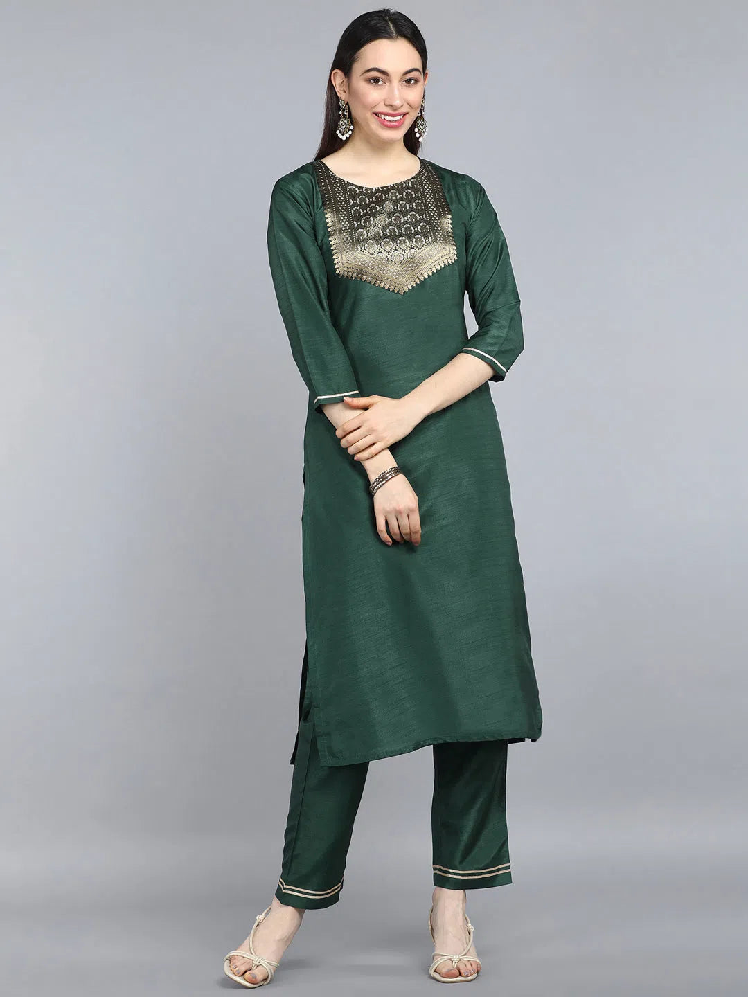 Ahika Poly Silk Printed Kurta Pant Dupatta-PKSET1108A_3XL Relaxed Lounge Trousers