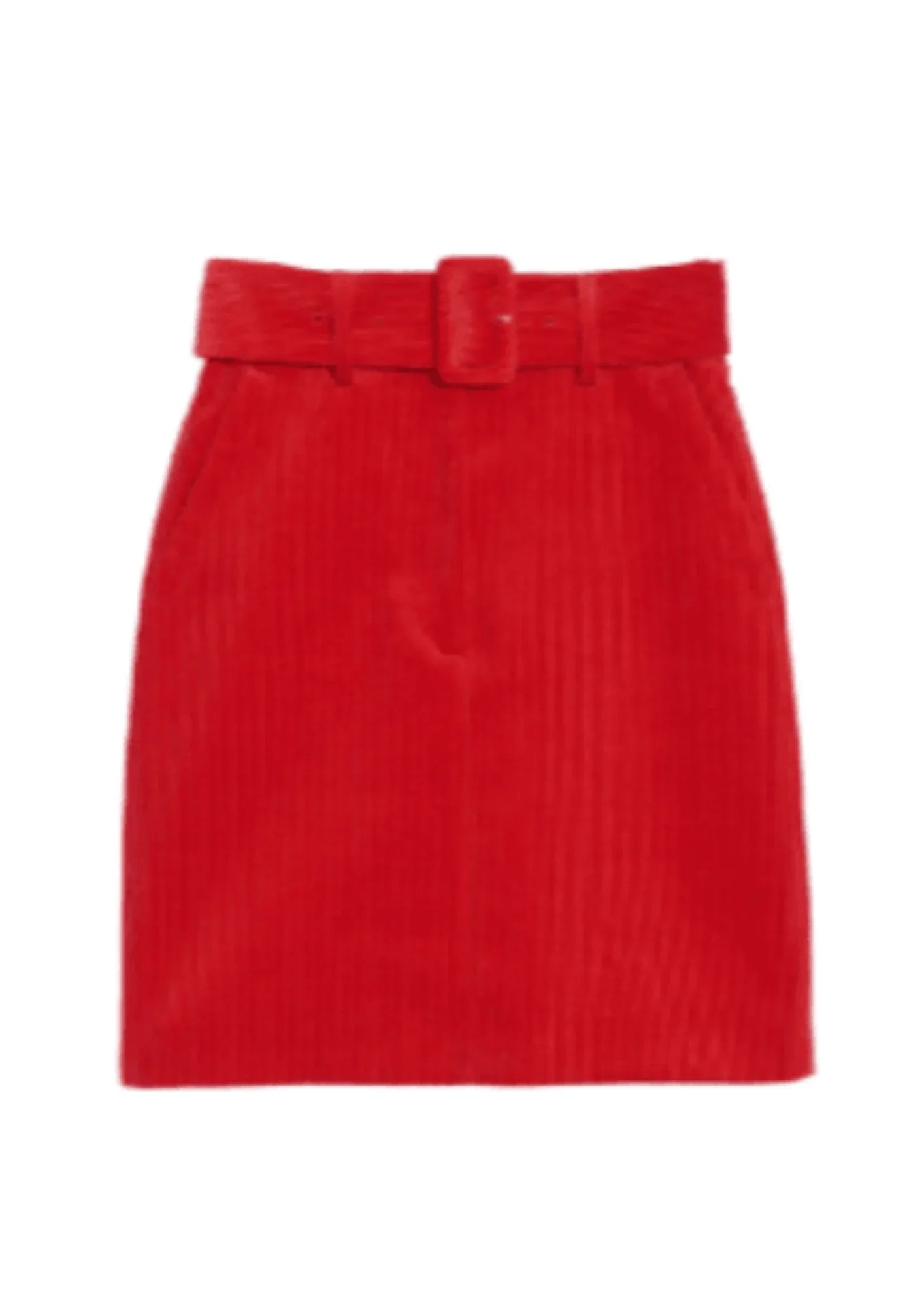 RED CORDUROY MINI SKIRT corduroy skirt textured