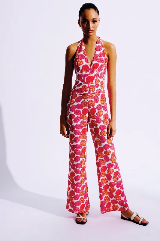 Valentina Silk Jumpsuit | Red & Fuchsia