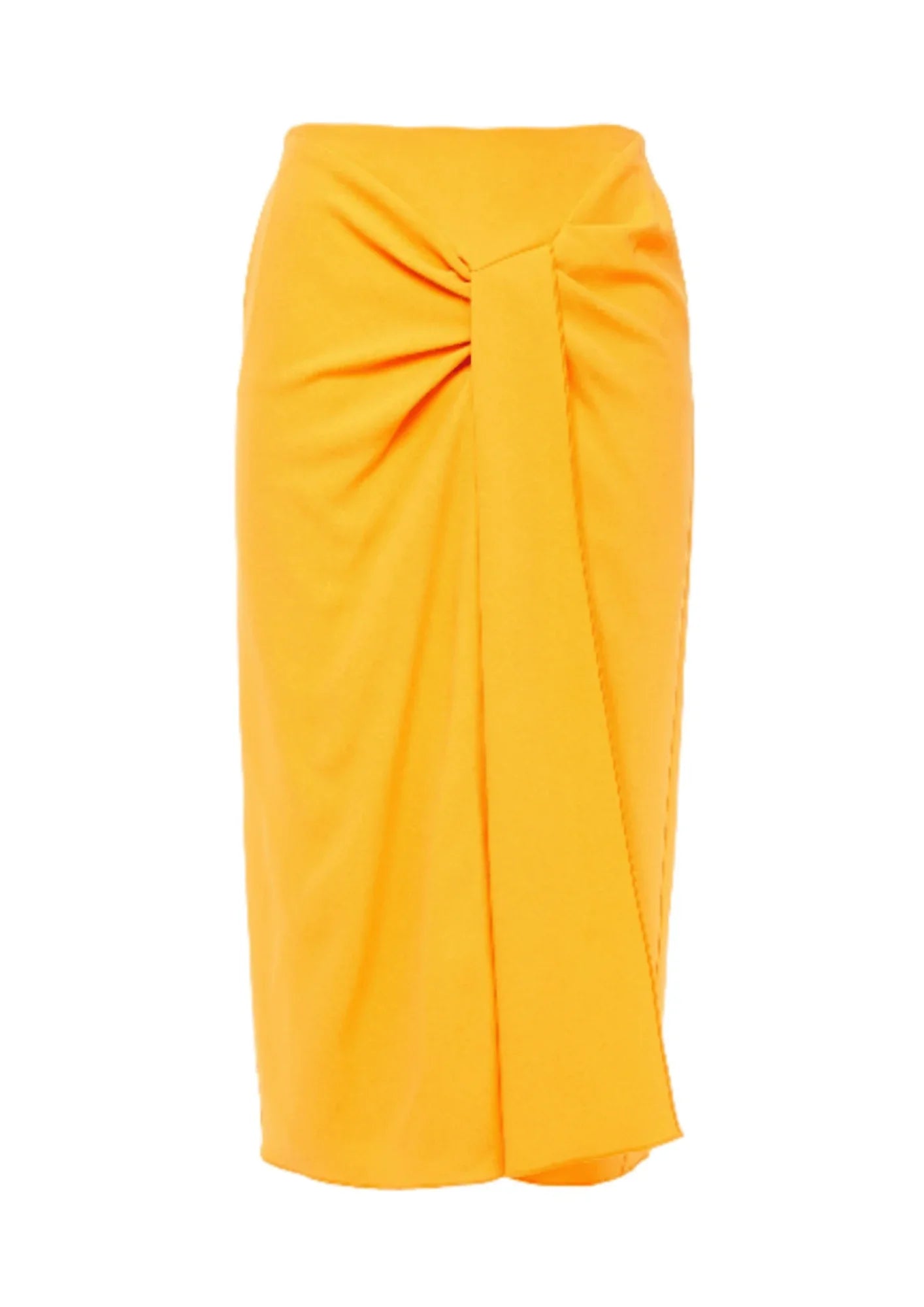 YELLOW DRAPED SKIRT spandex blend skirt