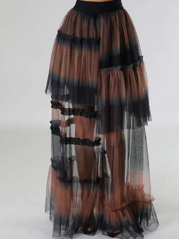 Contrast High Waist Maxi Skirt wool skirt warm