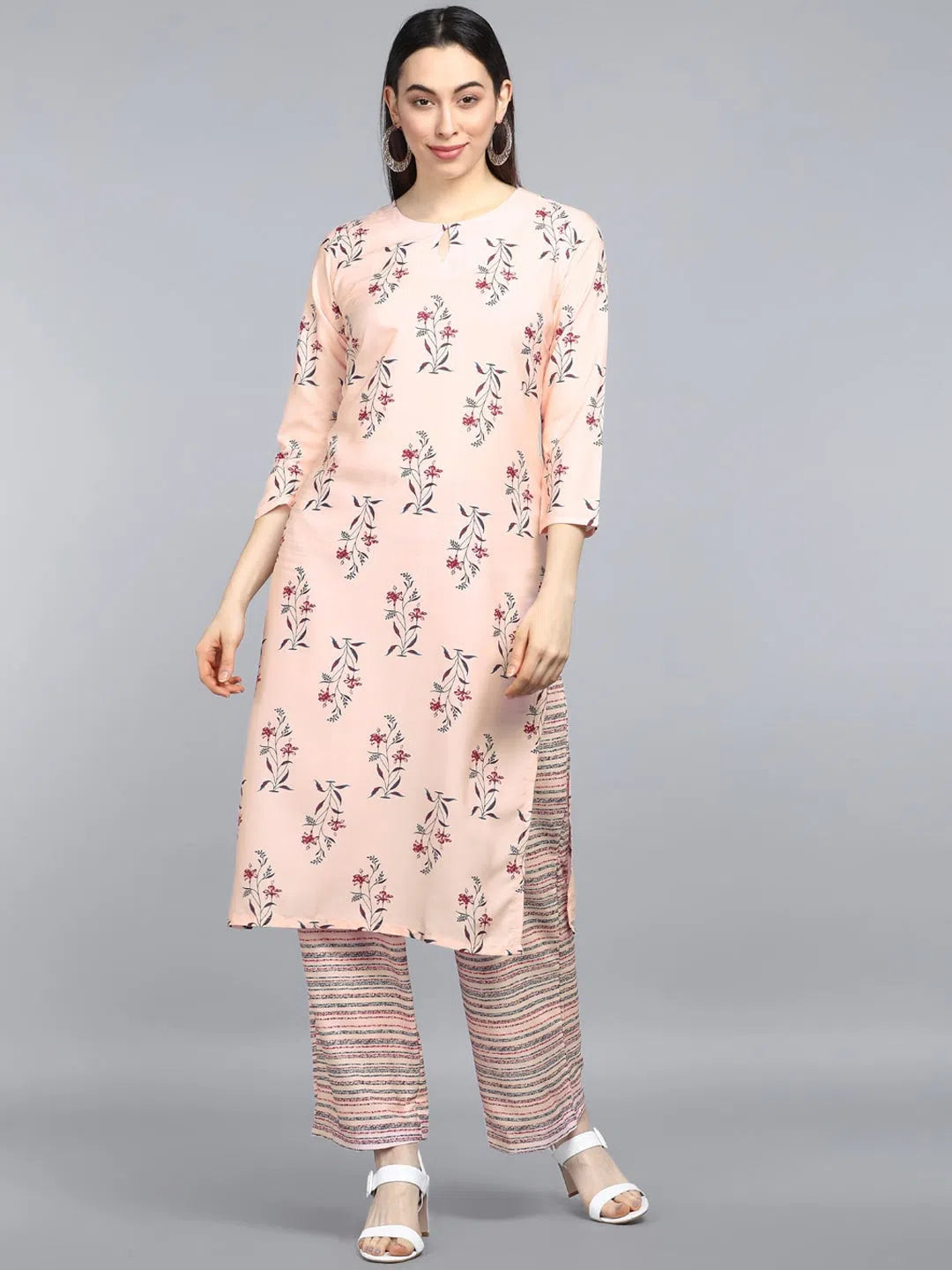Ahika Polyester Printed Kurta Pant Set-PKSET1036AB_S Soft Stretch Pants