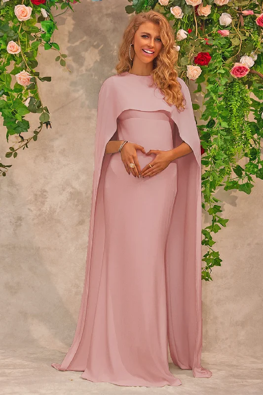 Pink Maternity Wedding Guest Dress With Cape Tunics Versatile functional