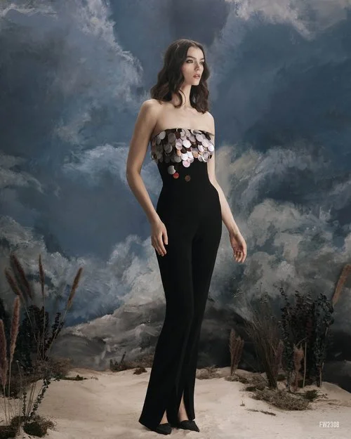 Strapless Jumpsuit w/ Paillettes