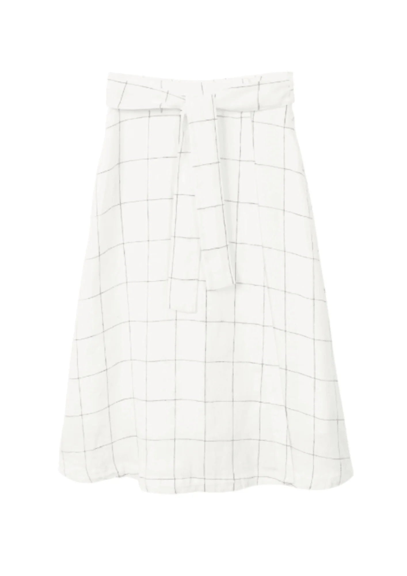 WHITE CHECKERED LINEN WRAP SKIRT cotton skirt soft