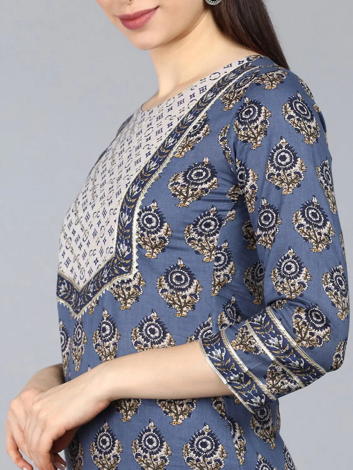 Ahika Pure Cotton Printed Kurta Pant Dupatta-VKSKD1206_S Chic Black Leggings
