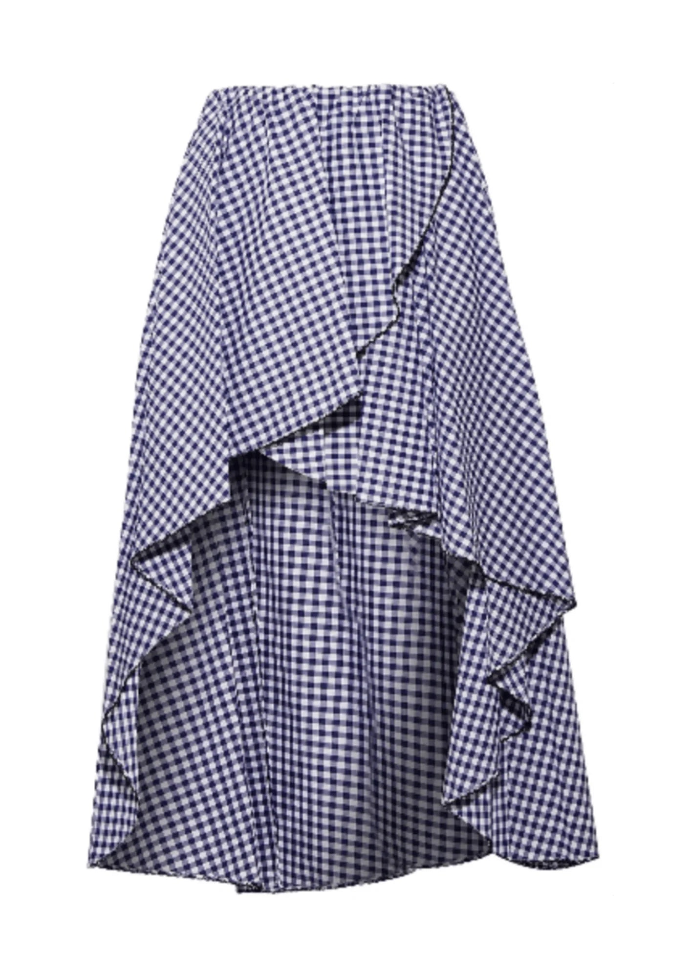ASYMMETRICAL CHECKERED SKIRT floral skirt print