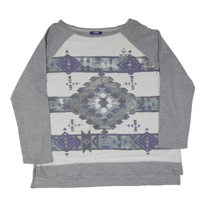 CHAPS Patterned Sweatshirt Grey Womens 2XL Hoodie Dress Longline Feminine