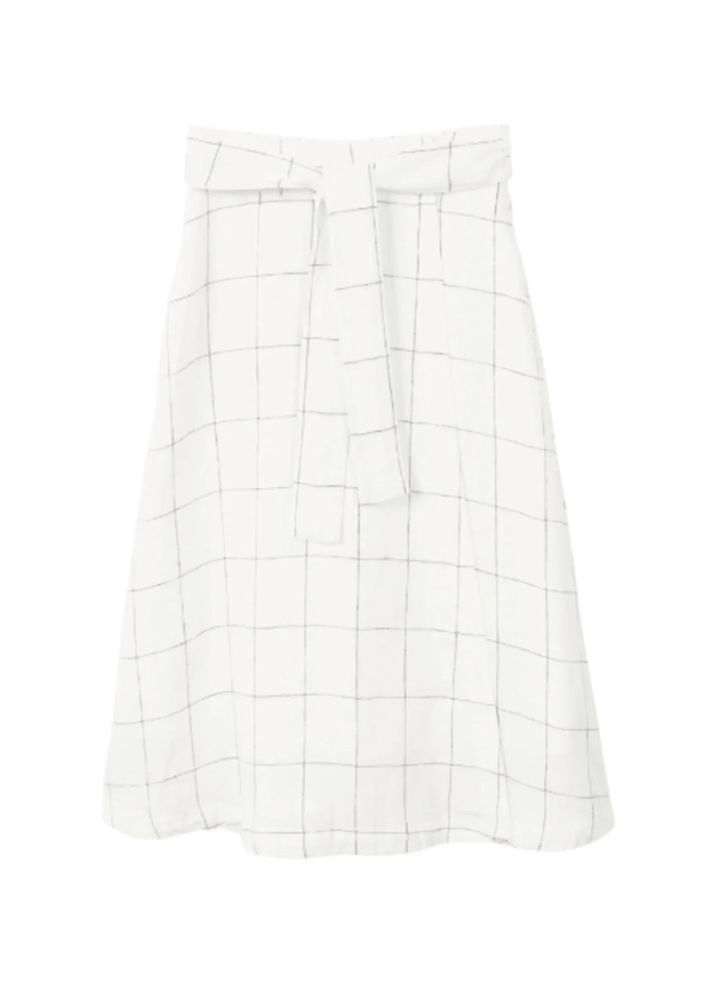 WHITE CHECKERED LINEN WRAP SKIRT lightweight skirt design