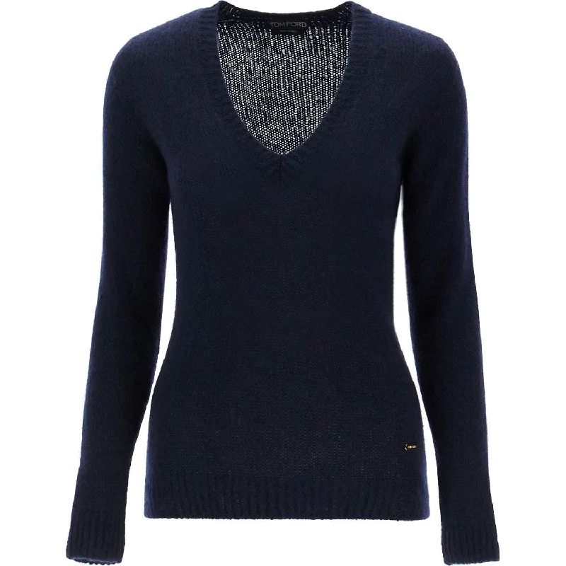 Tom Ford regular fit v-neck pullover sweater. Cold Shoulder Design