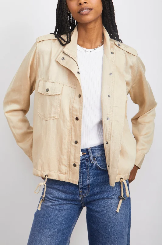 COLLINS JACKET - KHAKI TWILL Belted Jacket Elasticated Jacket Padded Jacket