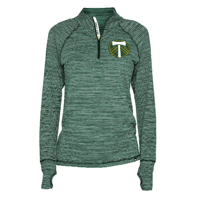 PORTLAND TIMBERS FC WOMEN'S LONG SLEEVE 1/4 ZIP PULLOVER Scalloped Neck Pullover