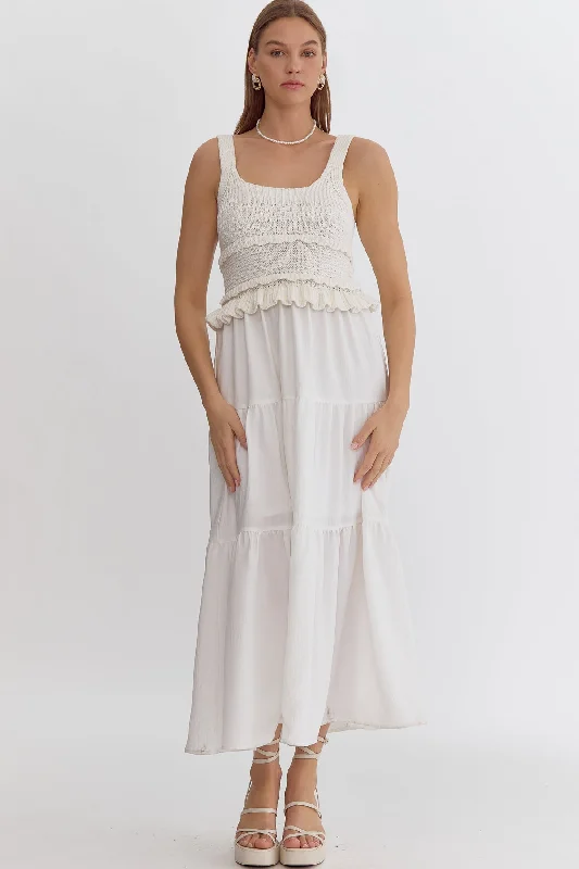Mika Sweater Tank Dress - White Nylon Fabric Polyester Fabric Spandex Fabric