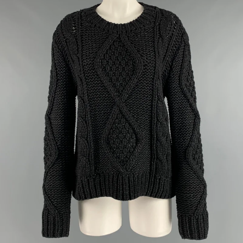 MAISON MARTIN MARGIELA Size M Black Grey Wool Polyamide Sweater Lace Blend Ribbed Blend Corduroy Blend