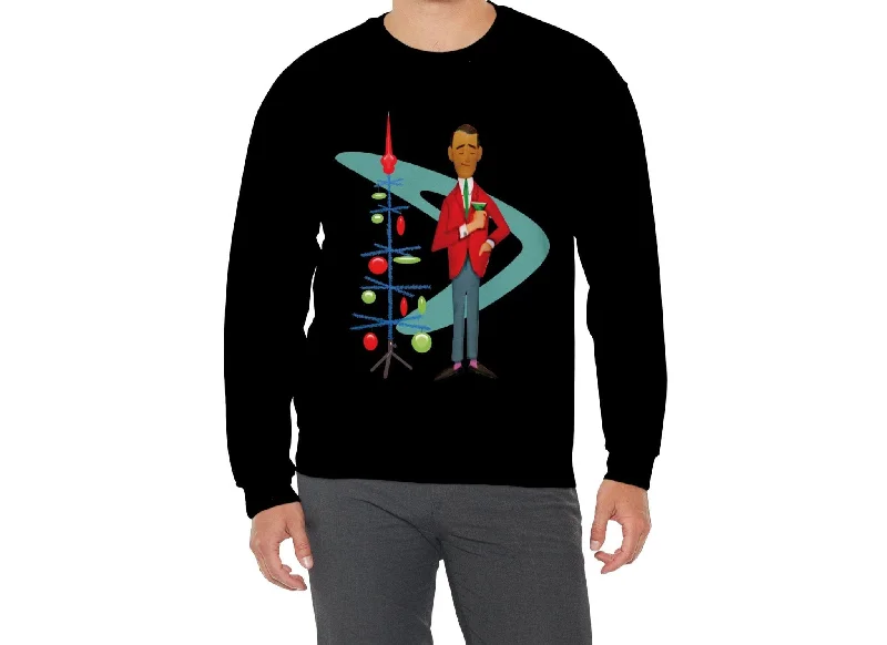 Kitsch 1950s Christmas Unisex Crewneck Sweatshirt, Mid Century Modern Retro Holiday Pullover Slit Sleeve Stylish