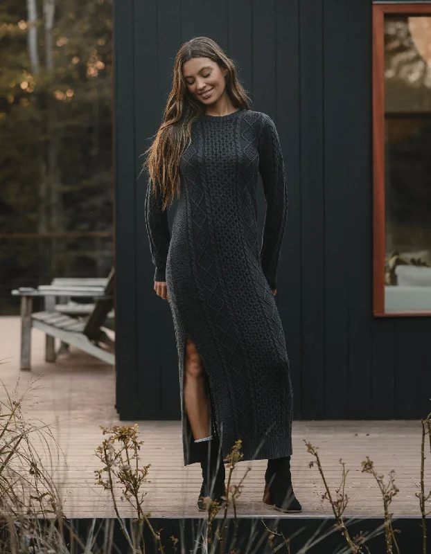 Maria Sweater Dress in Charcoal Mesh Sweater Canvas Denim