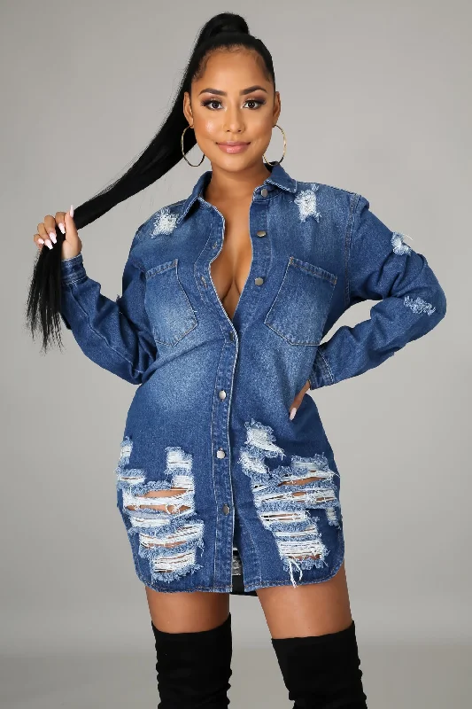 Women Fashion Personality Ripped Single Breasted Long Sleeve Denim Jacket Knit Fabric Woven Fabric Fleece Fabric