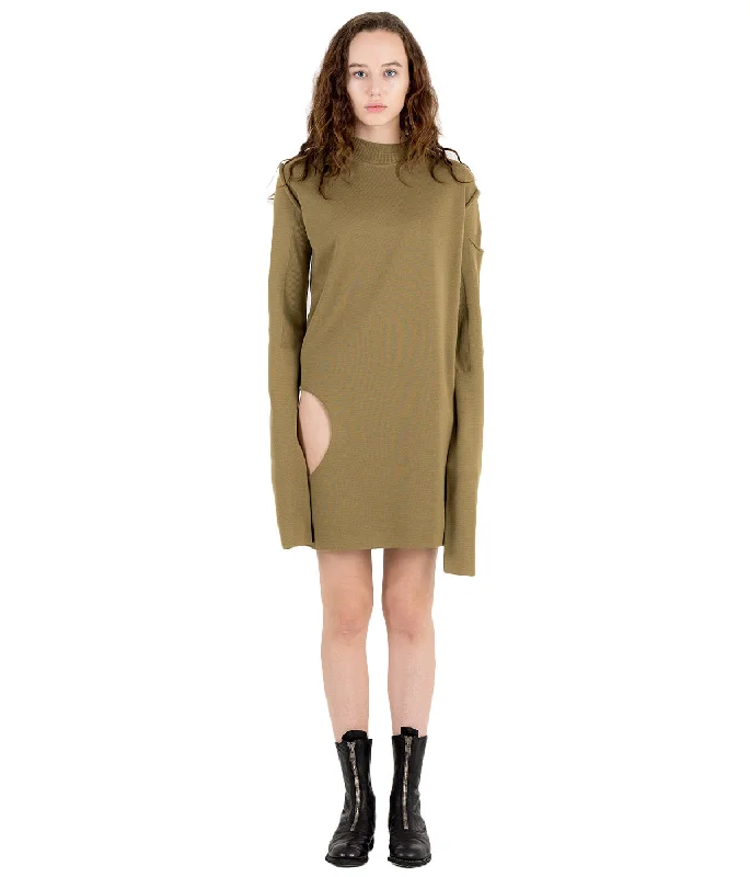 Gold Brown Cutout Sweater Spandex Blend Rayon Blend Denim Blend