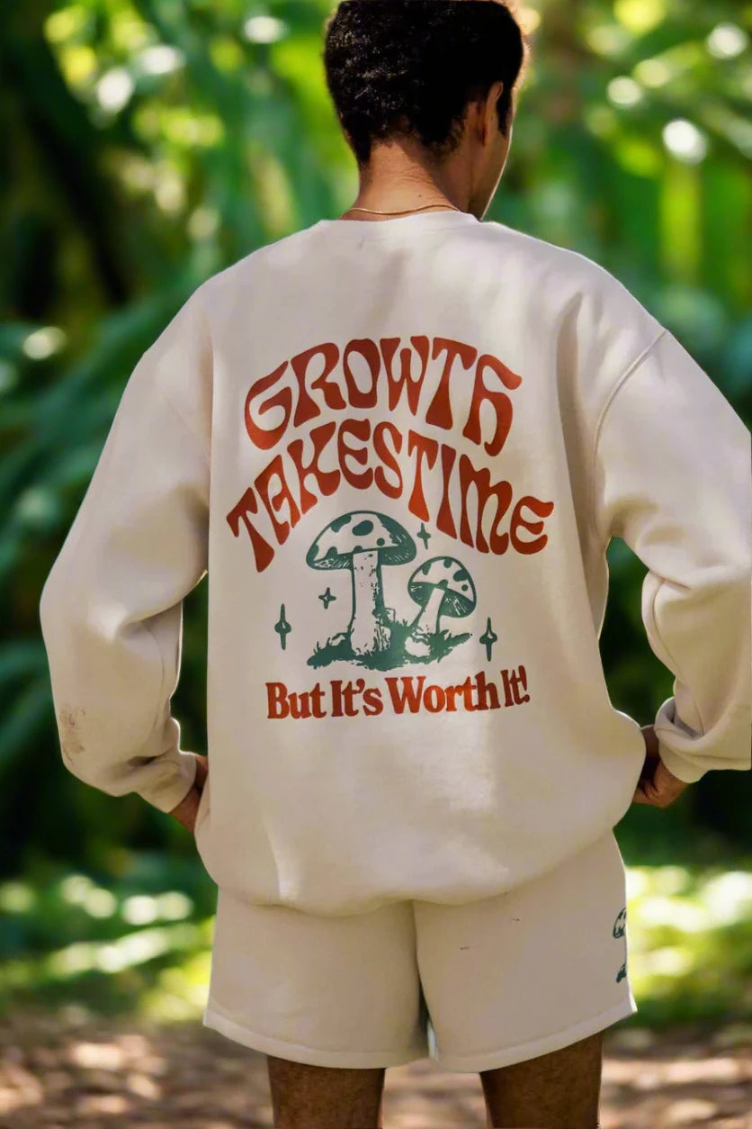 Mayfair Growth Takes Time Crewneck Sweater as seen on Courtney Green Welt Pockets Slit Pockets Flap Pockets
