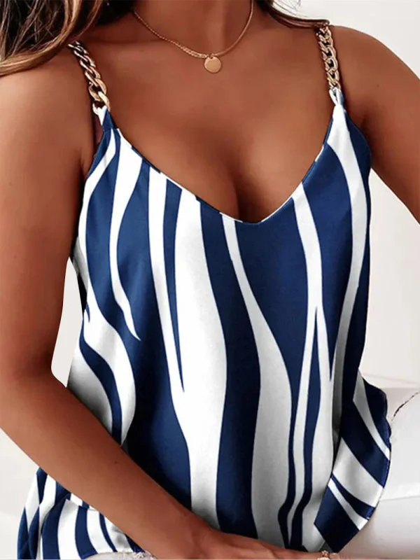 Blue Zone Planet |  Simple Sleeveless Chain Camisole Print Tank Top teal tank top